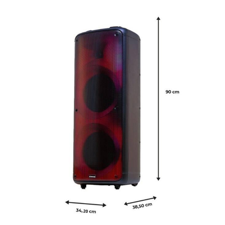 Caixa de Som Amplificada Amvox Party Vox Prime Bivolt com Bluetooth, Alça, 2 woofers de 10", 1 tweeter de 3" e Display de LED 2000W - Preta - 7