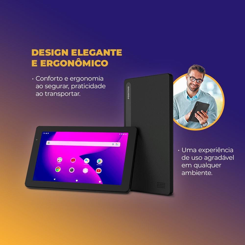 Tablet Positivo Vision TAB 7 com Tela de 7”, 64GB, 3GB RAM, Processador Octa Core e Android 14 Go - Preto - 7