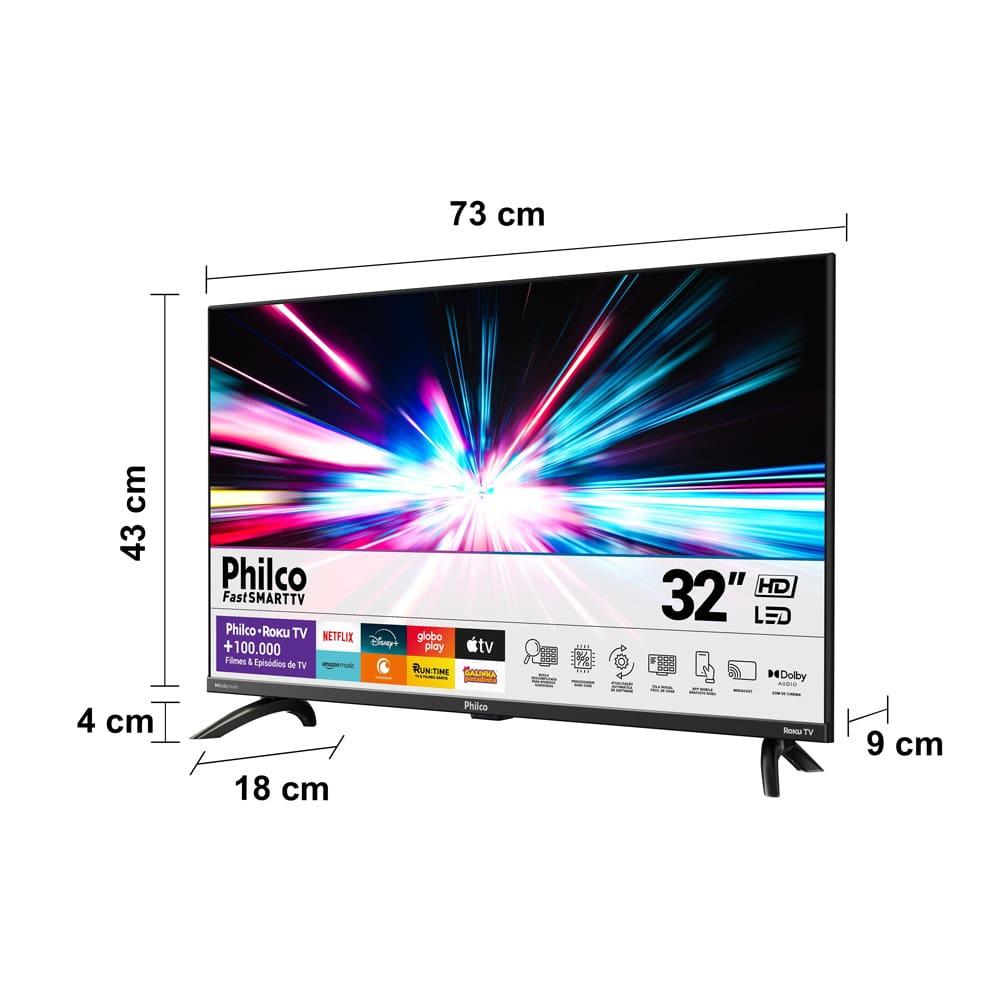 Smart TV 32" Philco HD DLED PTV32G7PR2CGB com Sistema Operacional Roku TV, Processador Quad Core, HDMI e Dolby Audio - 9