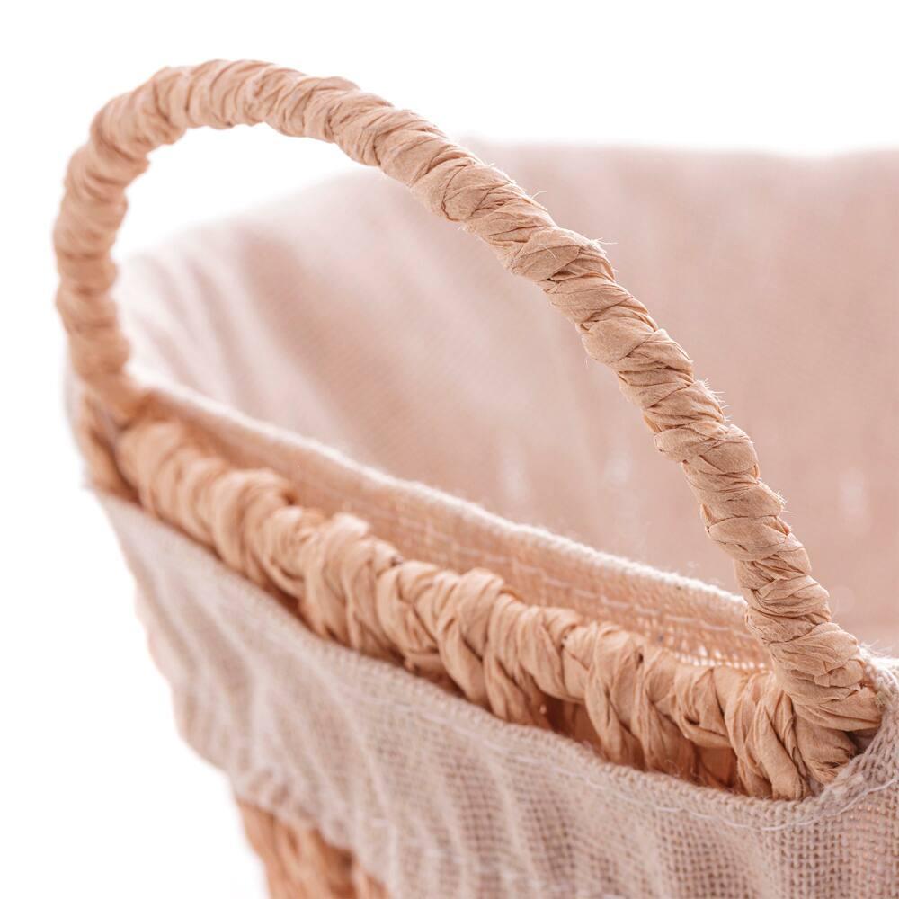 Cesta Redonda em Papel Wolff com Forro em Tecido e Alça - 12x24cm (AxP) - 4