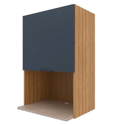 Armário Aéreo Bartira Cristal com Nicho para Micro-ondas, 1 Porta, 1 Prateleira e 60cm de largura - Lâmina Mel/Azul Royal