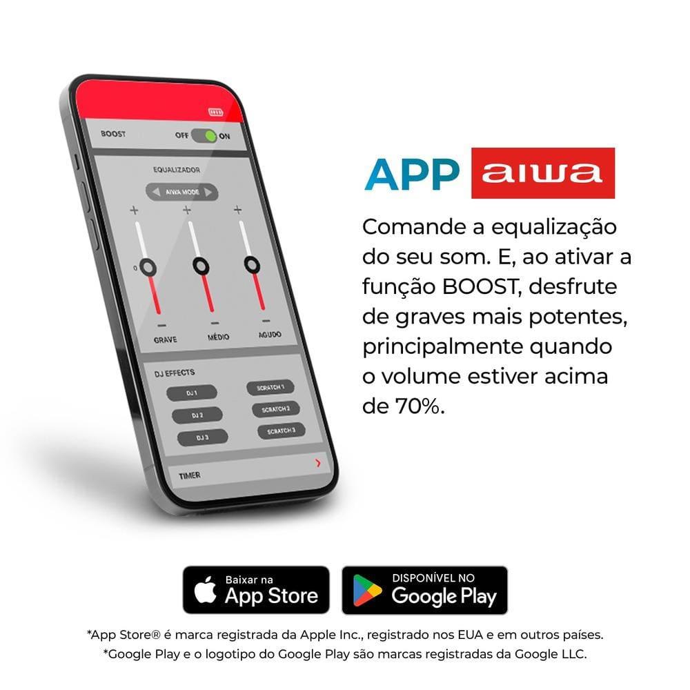 Caixa de Som Partybox Aiwa PB-07 com Bluetooth, Iluminação RGB, Entrada USB, Entrada para Cabo Auxiliar e Entrada para Micro SD - 100W RMS - Bivolt - 4