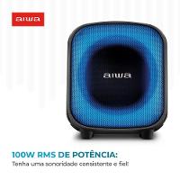 Caixa de Som Partybox Aiwa PB-07 com Bluetooth, Iluminação RGB, Entrada USB, Entrada para Cabo Auxiliar e Entrada para Micro SD - 100W RMS - Bivolt - 2
