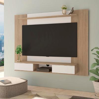 Painel Artely Nevada com 2 Portas e 3 Nichos, 176cm de Largura, Ideal para TV de até 75`` – Carvalho/Off White