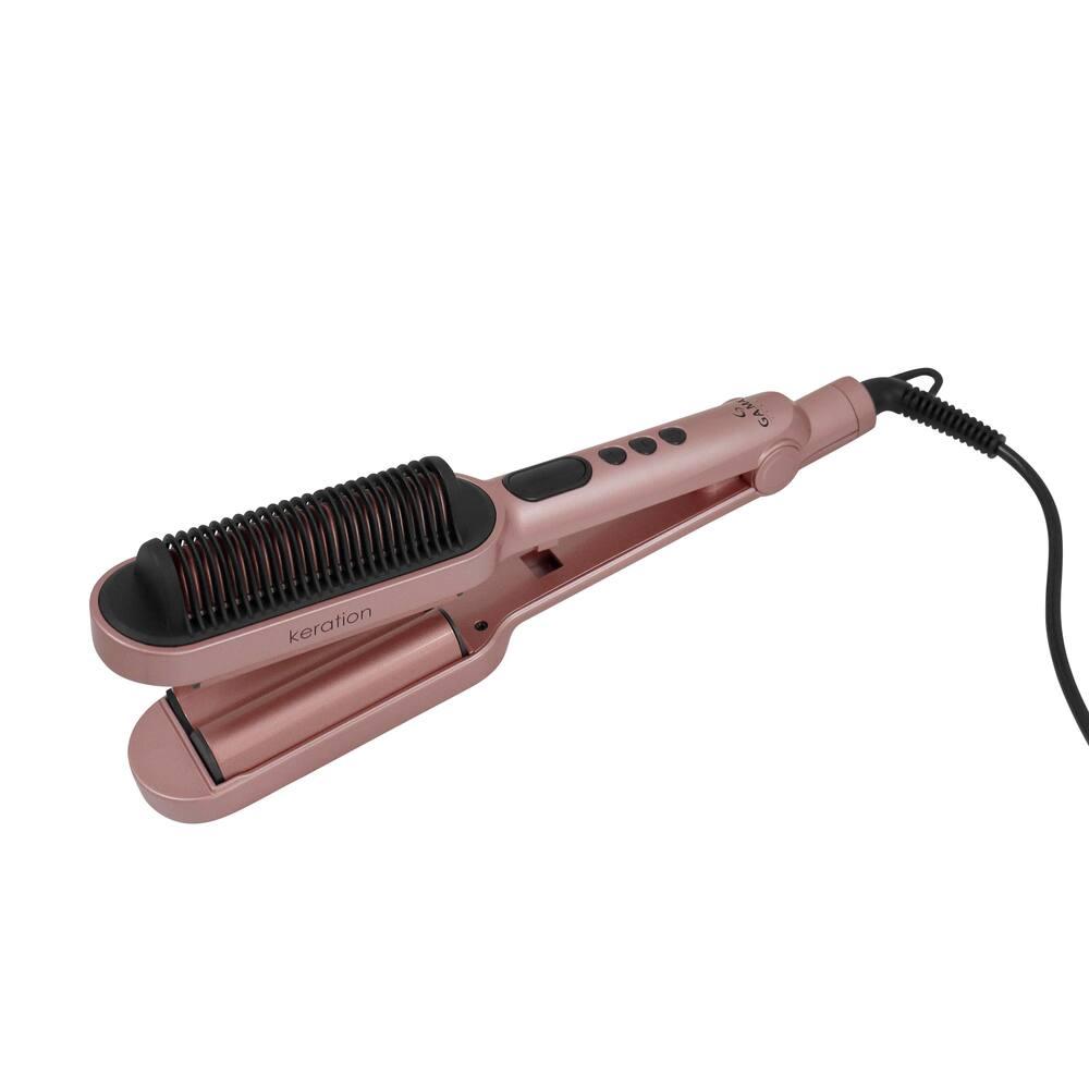 Prancha Modeladora GA.MA Italy 2 em 1 Waver & Brush Keration 220°C com Cabo Giratório Rose/Preto - Bivolt - 9