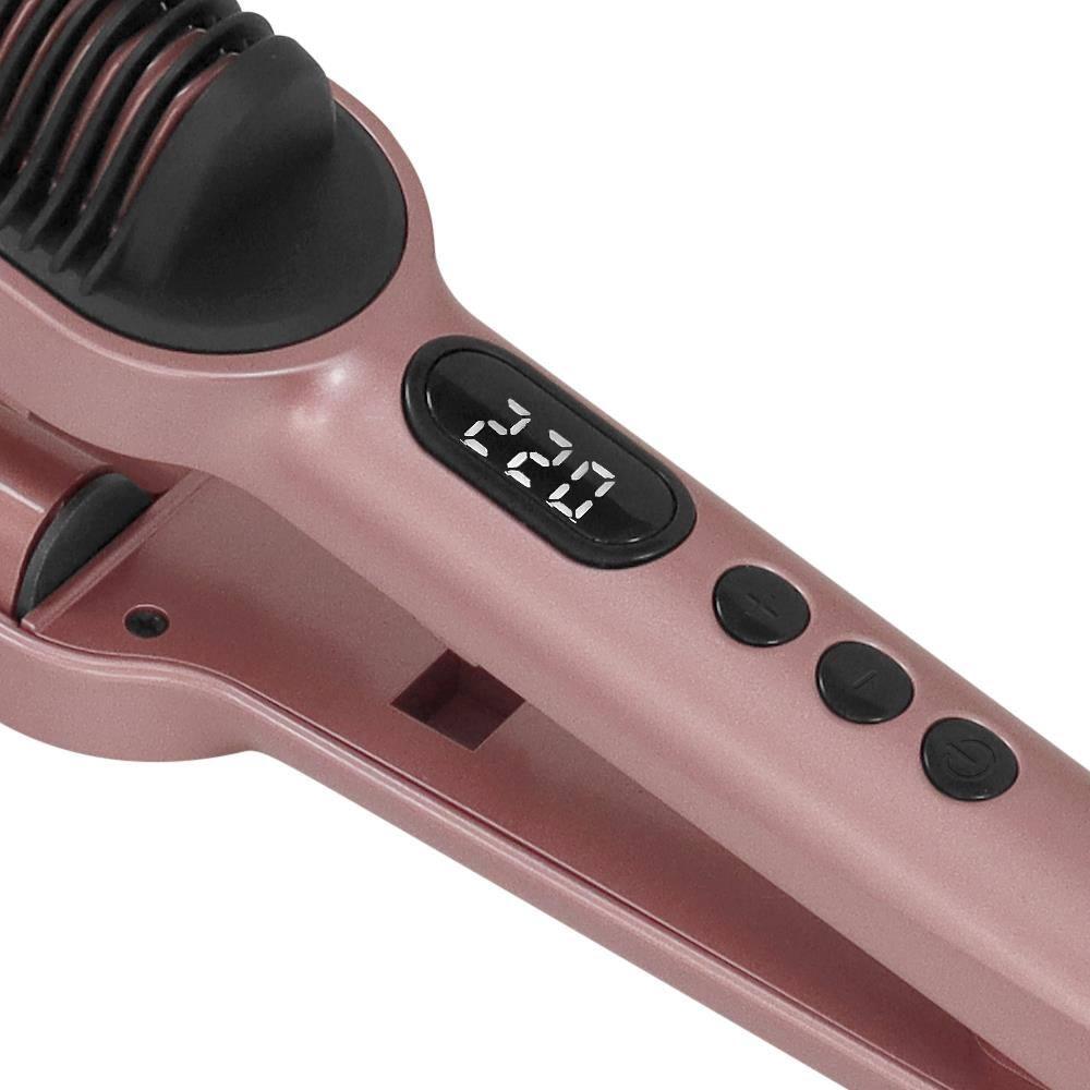 Prancha Modeladora GA.MA Italy 2 em 1 Waver & Brush Keration 220°C com Cabo Giratório Rose/Preto - Bivolt - 15