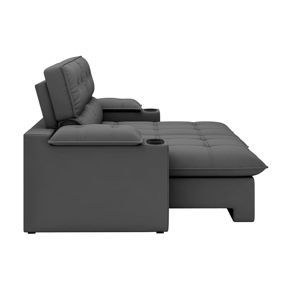 Sofá 3 Lugares Luizzi Liverpool Slim com Assento Retrátil e Reclinável, Revestido em Suede - 210cm de Largura - 3