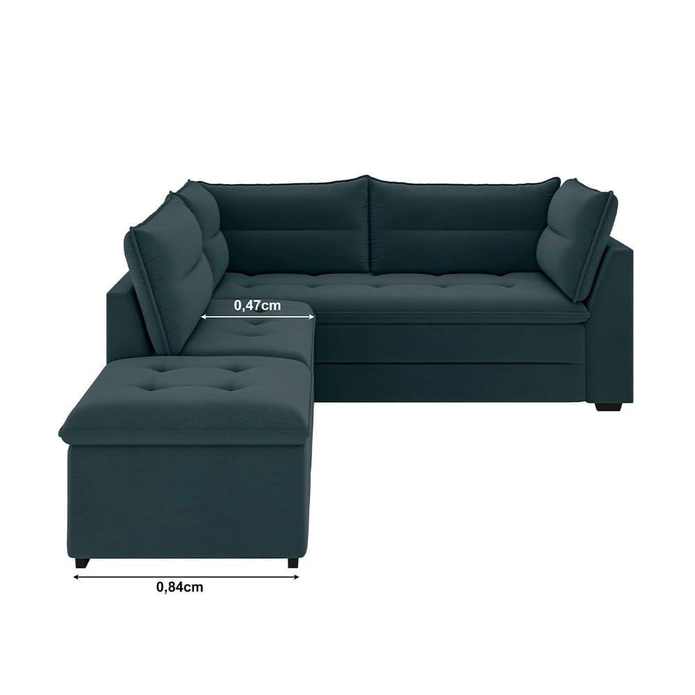 Sofá Modular de Canto 4 Lugares Luizzi Quebec com Pufe e Revestimento em Suede – 408cm de Largura - 6