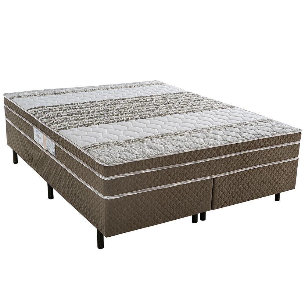 Cama Box Queen Size Ilhéus com Molas Ensacadas e Euro Pillow 63x158x198cm - Marrom/Bege Estampado - 2