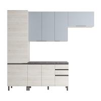 Cozinha Compacta Bartira Cristal com 8 Portas, 3 Gavetas e 9 Prateleiras - 260cm de Largura - 2