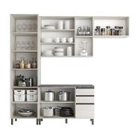 Cozinha Compacta Bartira Cristal com 8 Portas, 3 Gavetas e 9 Prateleiras - 260cm de Largura - 3