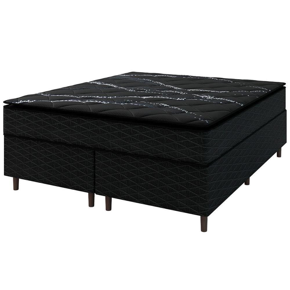 Cama Box Queen Size Umaflex New Itália Black com Molas Ensacadas, Revestimento em Jacquard e Pillow Top D26 63x158x198cm - Preto - 2