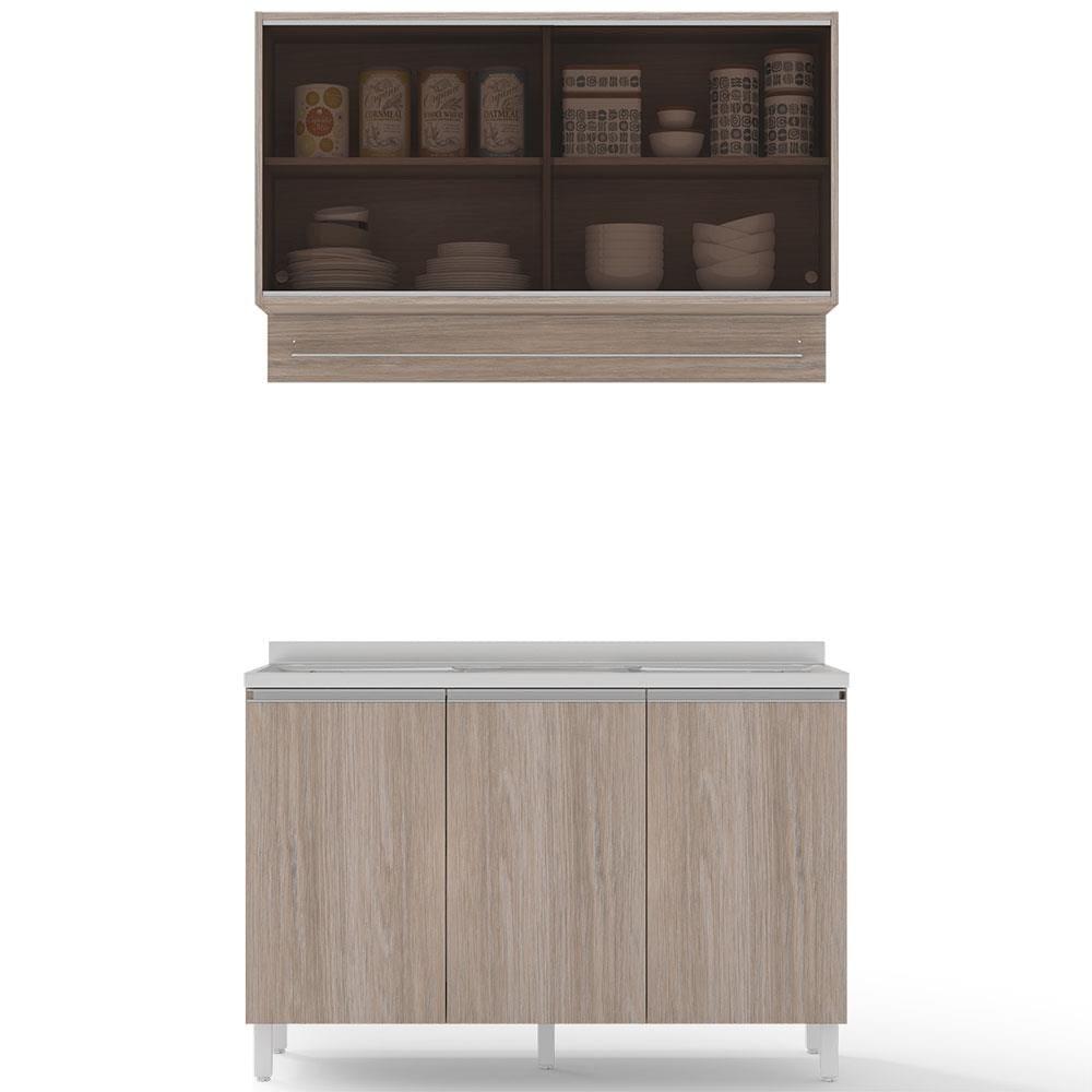 Cozinha Compacta Bartira Amazonita com 5 Portas e 3 Prateleiras - 120,1cm de largura - 2