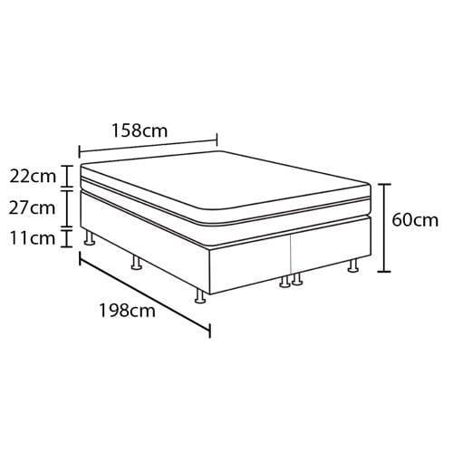 Cama Box Queen Size Herval Ômega com Pillow Top e Molas Ensacadas 60x158x198cm - Cinza/Branco - 4