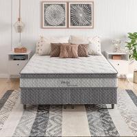 Cama Box Queen Size Herval Ômega com Pillow Top e Molas Ensacadas 60x158x198cm - Cinza/Branco - 1