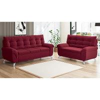 Sofá 3 e 2 Lugares Linoforte Arezzo Revestido em Tecido Suede com Larguras de 202cm e 152cm - 1