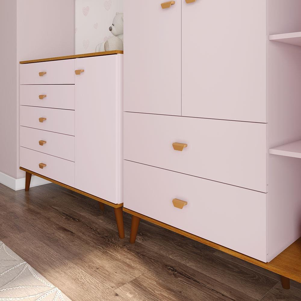 Guarda-Roupa Bartira Ternura com 5 Nichos, 2 Portas, 2 Gavetas + Cômoda Bartira Ternura com 5 Gavetas e 1 Porta - 4