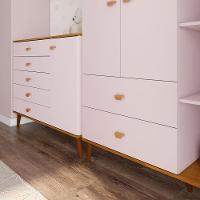 Guarda-Roupa Bartira Ternura com 5 Nichos, 2 Portas, 2 Gavetas + Cômoda Bartira Ternura com 5 Gavetas e 1 Porta