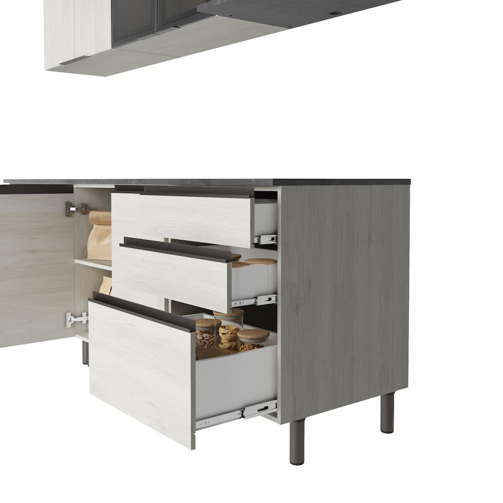 Cozinha Completa Bartira Cristal com 10 Portas, 3 Gavetas e 6 Prateleiras - 300cm de Largura - 5