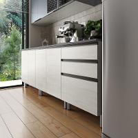 Cozinha Completa Bartira Cristal com 10 Portas, 3 Gavetas e 6 Prateleiras - 300cm de Largura