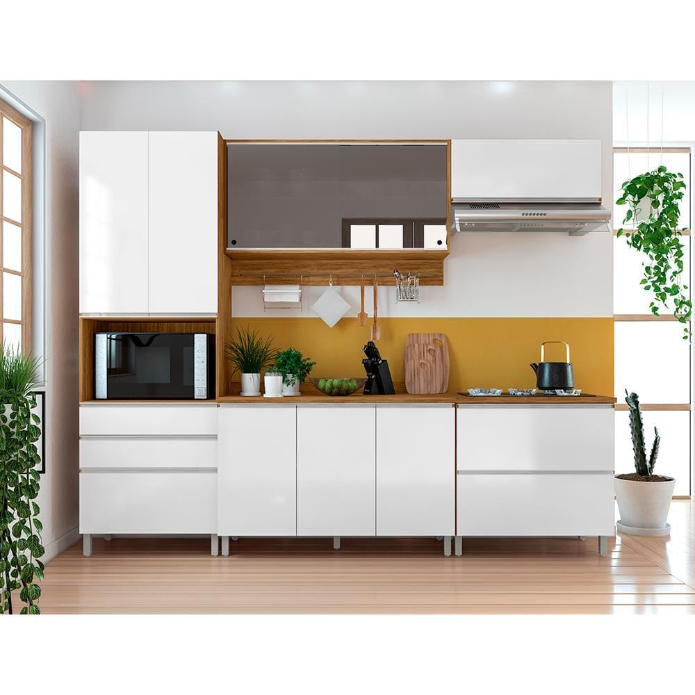 Cozinha Completa Bartira Amazonita com 9 Portas, 4 Gavetas e 7 Prateleiras - 271,2cm de largura - 3