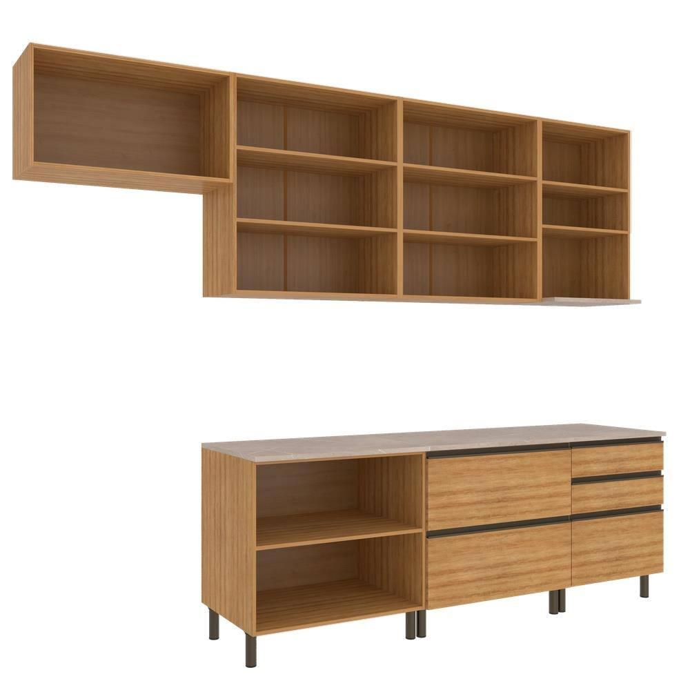 Cozinha Completa Bartira Cristal 300cm com 8 Portas 5 Gavetas e Nicho Micro-ondas - 6