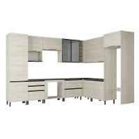 Cozinha Bartira Cristal com 13 Portas, 5 Gavetas, 13 Prateleiras e Nicho para Forno e Micro-ondas - 762,8cm de Largura - 2