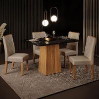Mesa de Jantar Retangular DJ Móveis Raquel Plus com 4 Cadeiras Revestidas em Suede e Veludo - 1