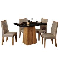 Mesa de Jantar Retangular DJ Móveis Raquel Plus com 4 Cadeiras Revestidas em Suede e Veludo - 2