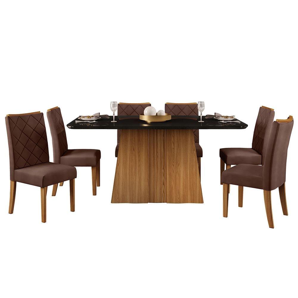 Mesa de Jantar Retangular DJ Móveis Raquel Plus com 6 Cadeiras Revestidas em Suede e Veludo - 2