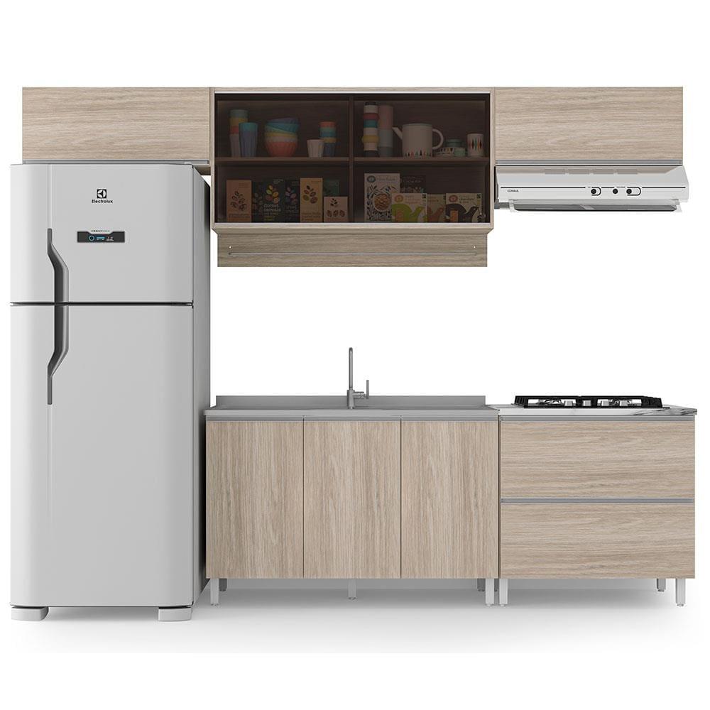 Cozinha Completa Bartira Amazonita com 8 Portas, 1 Gaveta e 4 Prateleiras - 280cm de largura - 2