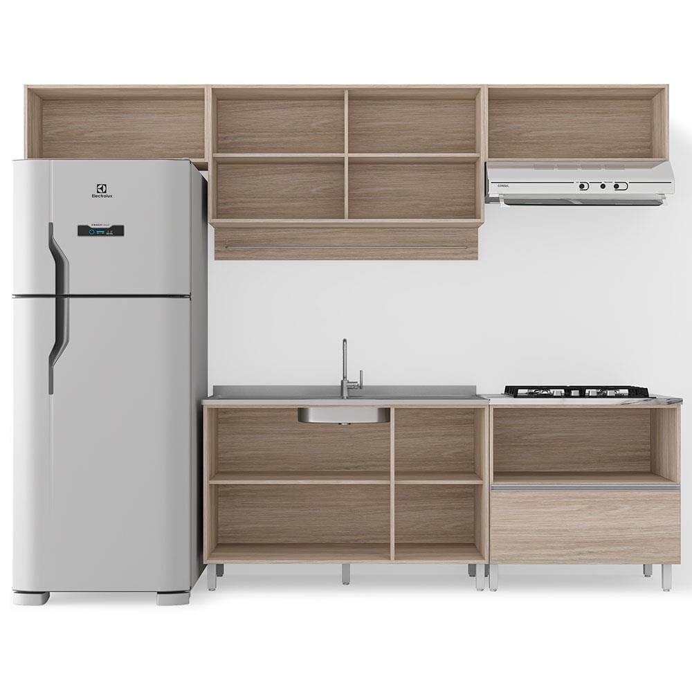 Cozinha Completa Bartira Amazonita com 8 Portas, 1 Gaveta e 4 Prateleiras - 280cm de largura - 3