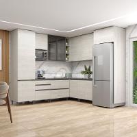 Cozinha Bartira Cristal com 14 Portas, 3 Gavetas, 13 Prateleiras e Nicho para Micro-ondas - 301,8cm de Largura - 1