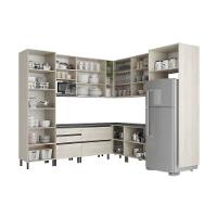 Cozinha Bartira Cristal com 14 Portas, 3 Gavetas, 13 Prateleiras e Nicho para Micro-ondas - 301,8cm de Largura - 3