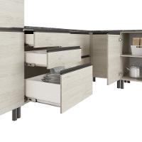 Cozinha Bartira Cristal com 14 Portas, 3 Gavetas, 13 Prateleiras e Nicho para Micro-ondas - 301,8cm de Largura - 5