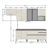 Cozinha Completa Bartira Cristal com 10 Portas, 5 Gavetas, 9 Prateleiras e Bancada Gourmet - 300cm de Largura - 9