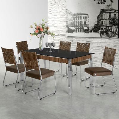 Mesa de Jantar Aço Nobre Claudia com Tampo Kanon e 6 Cadeiras