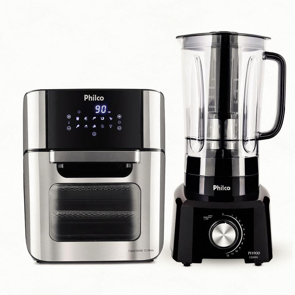 Fritadeira Elétrica Sem Óleo Air Fry Philco Oven PFR2200P 12L – Preta + Liquidificador Philco PH900 1200W com 12 Velocidades - Preto - 1