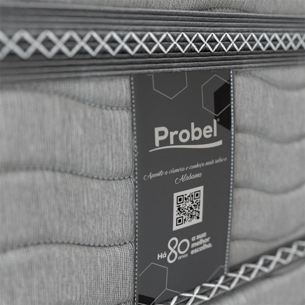 Cama Box Solteiro Probel Alabama com Euro Pillow e Molas Ensacadas 68x88x188 cm - Branco/Cinza - 6