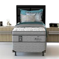 Cama Box Solteiro Probel Alabama com Euro Pillow e Molas Ensacadas 68x88x188 cm - Branco/Cinza - 3