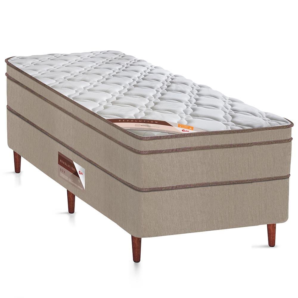 Cama Box Solteirão Castor Revolution com Molas Ensacadas 66x96x203cm – Branco/Bege - 1