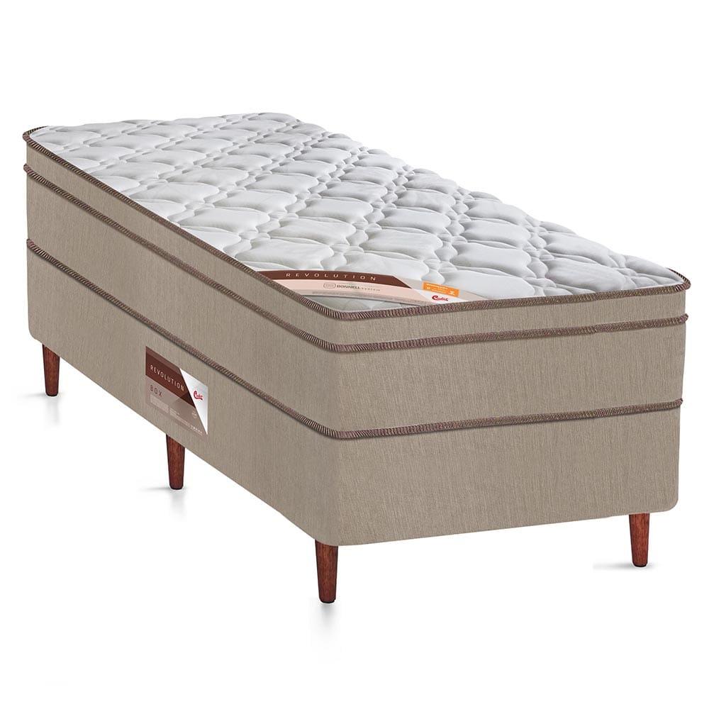 Cama Box Viúva Castor Revolution com Molas Ensacadas 66x120x203cm – Branco/Bege - 1