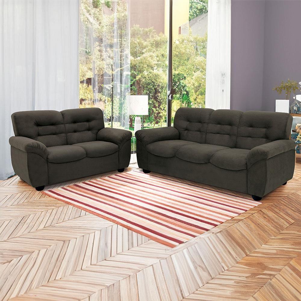 Sofá de 3 e 2 Lugares Linoforte Stillus II com 154 cm e 204 de Larguras e Revestidos em Tecido Suede - 1