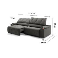 Sofá 3 Lugares DDS Glamour Retrátil/Reclinável com 230 cm de Largura e Revestido em Veludo Suede - 7