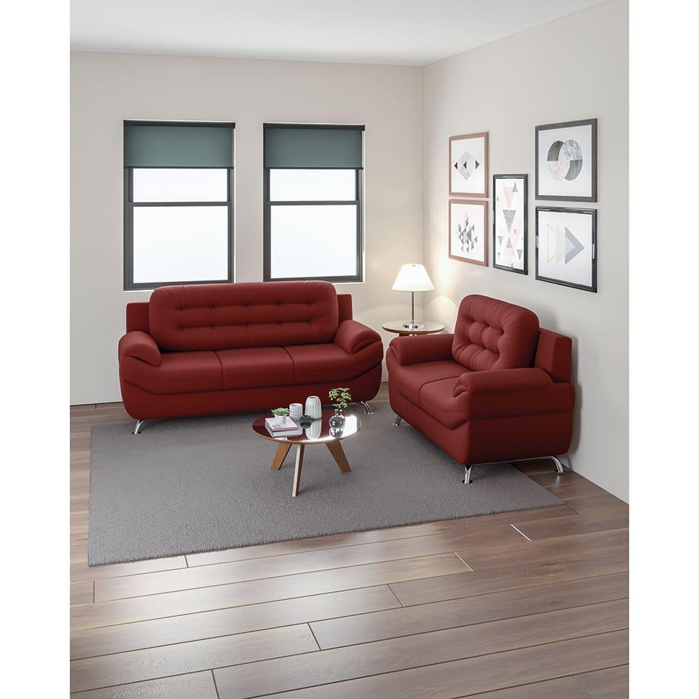 Sofá 3 e 2 Lugares Linoforte Mercury Revestido em Tecido Suede - 1