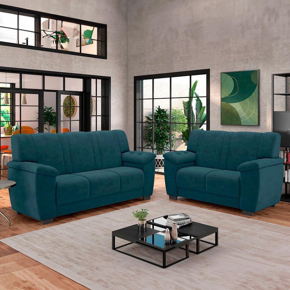 Sofá 3 e 2 Lugares Luizzi Roma II com Revestimento em Veludo - 1