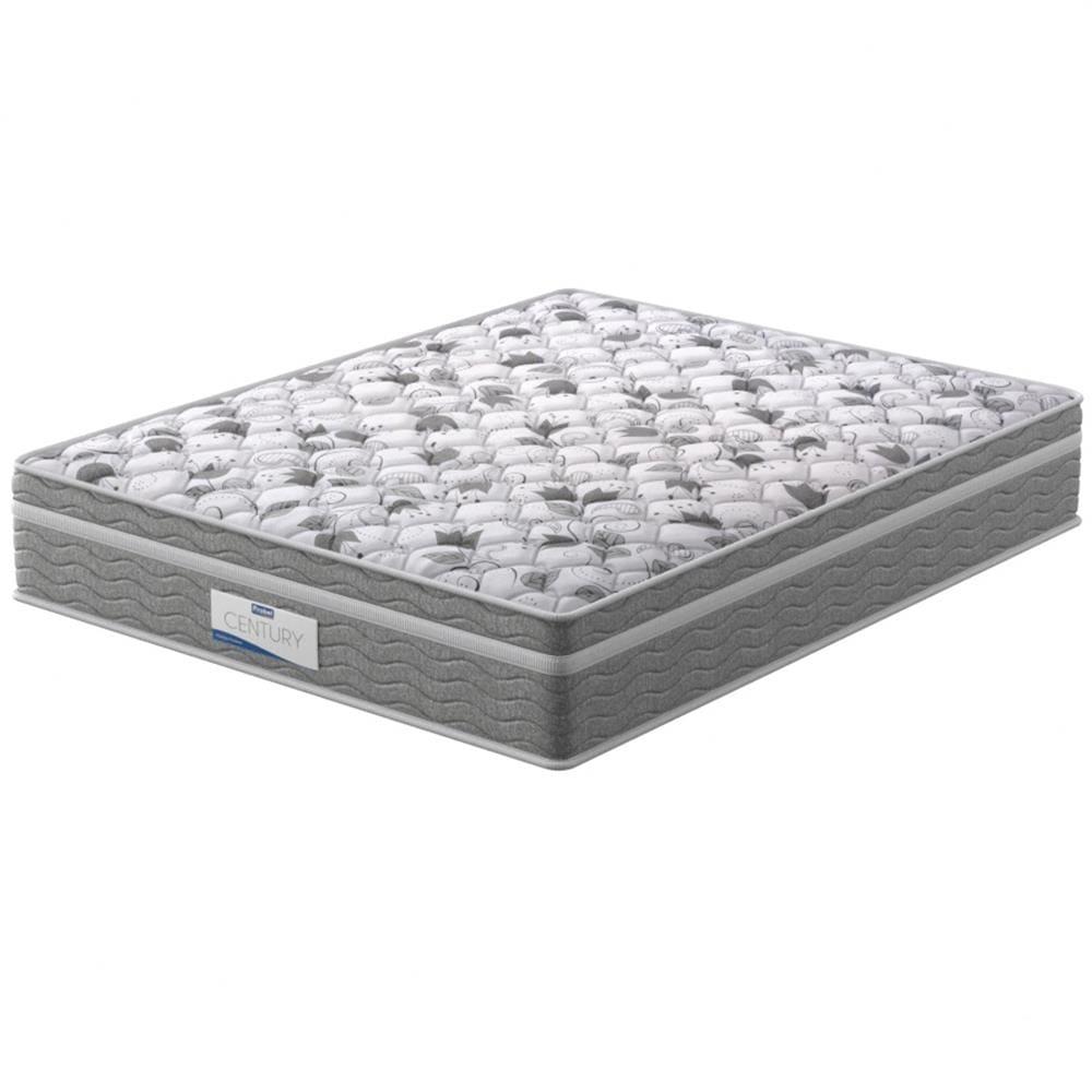 Cama Box King Size Probel Century D28 com Molas Ensacadas e Pillow Euro 70x193x203cm - Branco/Cinza - 3