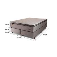 Cama Box Bipartida King Size Hellen Dublin Linho com Molas Ensacadas e Espuma D26 66x193x203 cm - Bege - 4