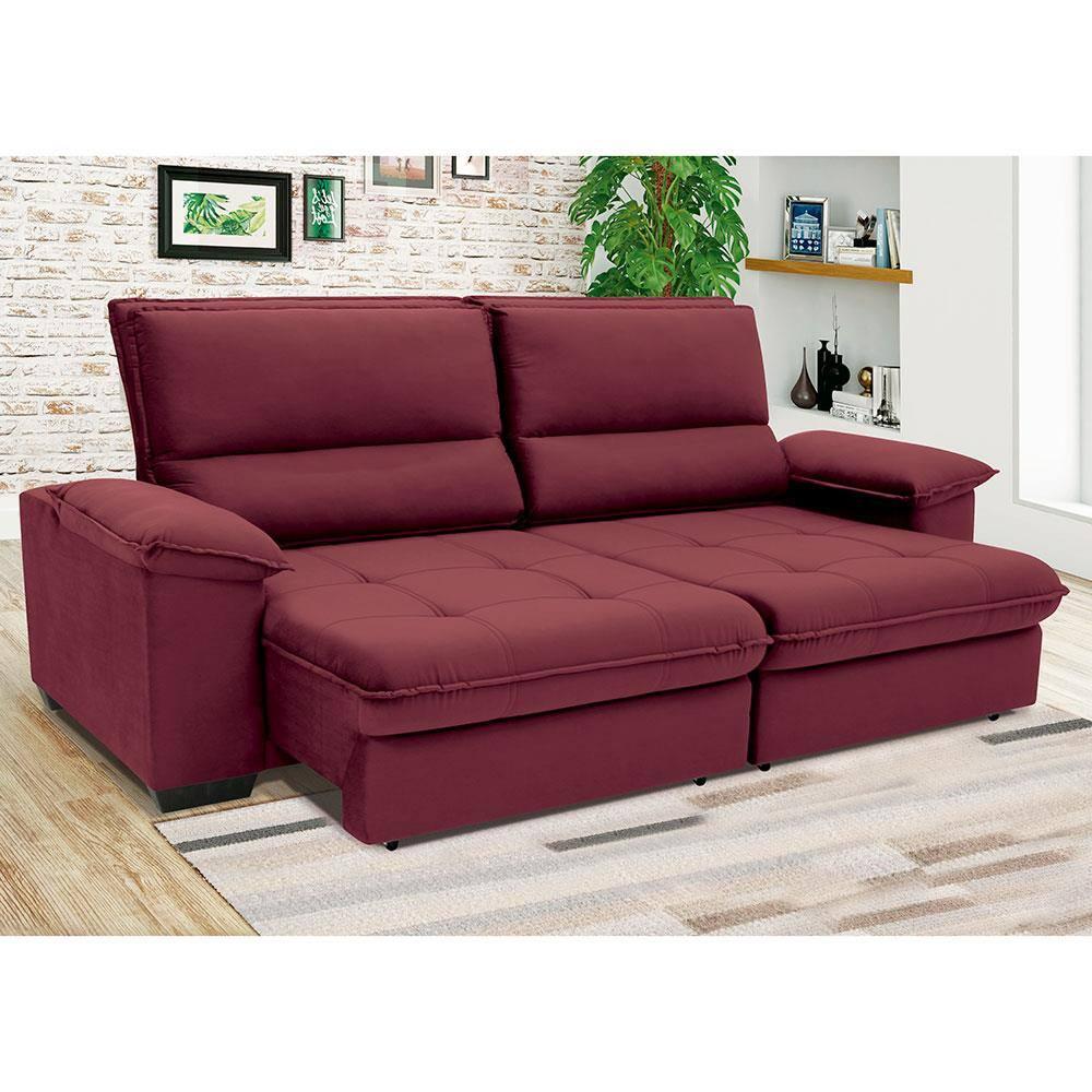 Sofá de 4 Lugares Linoforte Barcellos com 230 cm de Largura, Retrátil/Reclinável, com Revestimento em Tecido Suede - 2