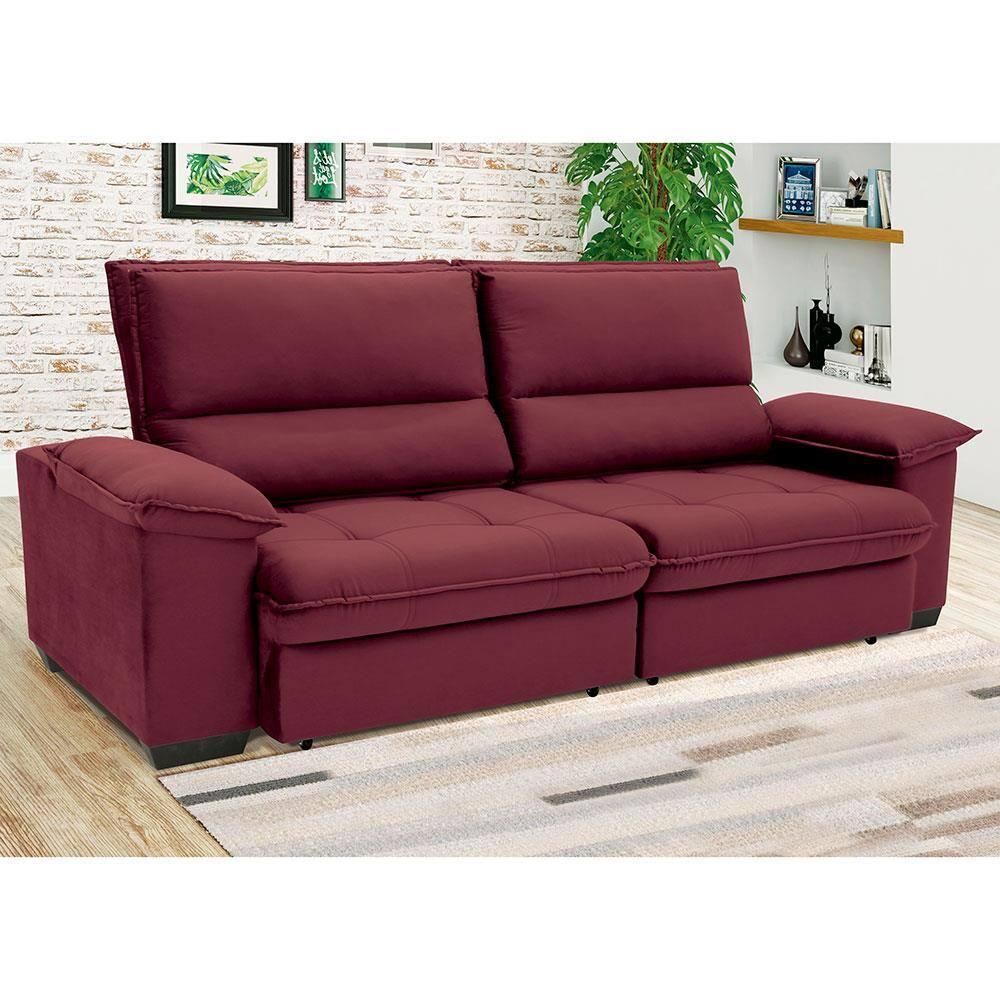 Sofá de 4 Lugares Linoforte Barcellos com 230 cm de Largura, Retrátil/Reclinável, com Revestimento em Tecido Suede - 5